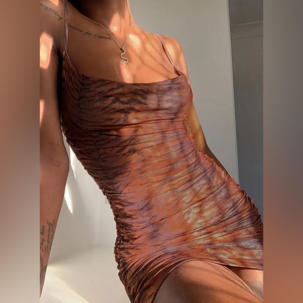 Princess Polly Harlan Tiger Print Mini Dress In Brown Size 4
